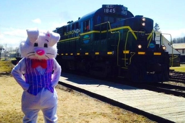 easter bunny outside train