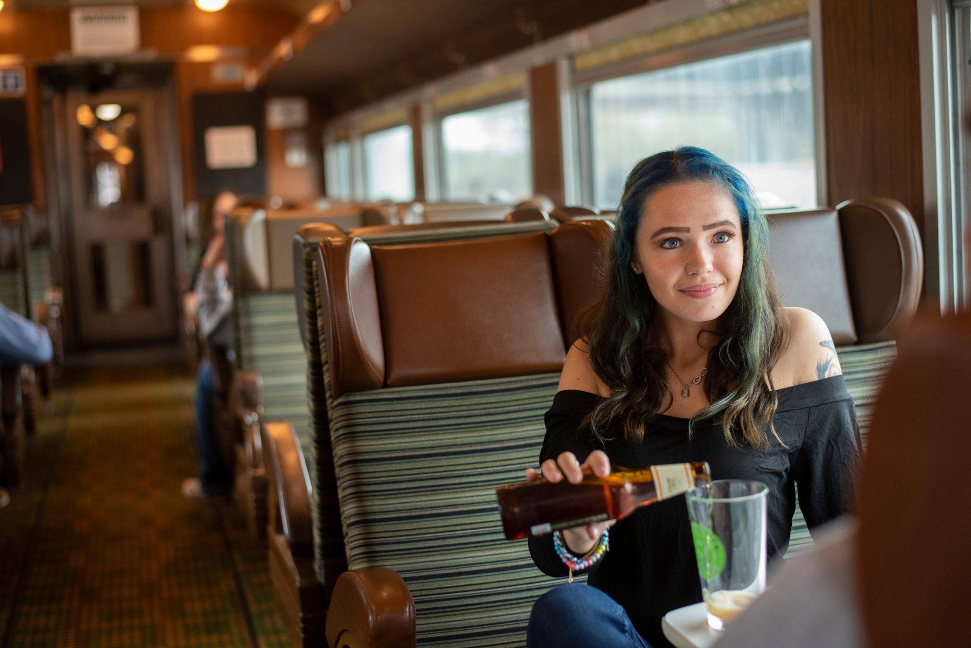 a woman sitting at a table